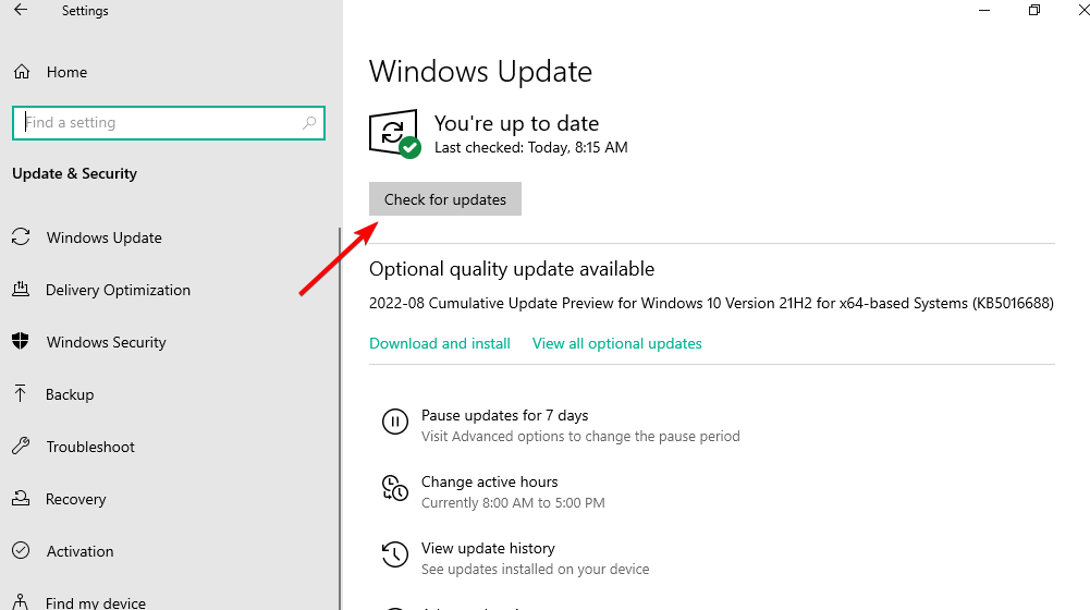 searchui Windows 10 アップデートを確認する