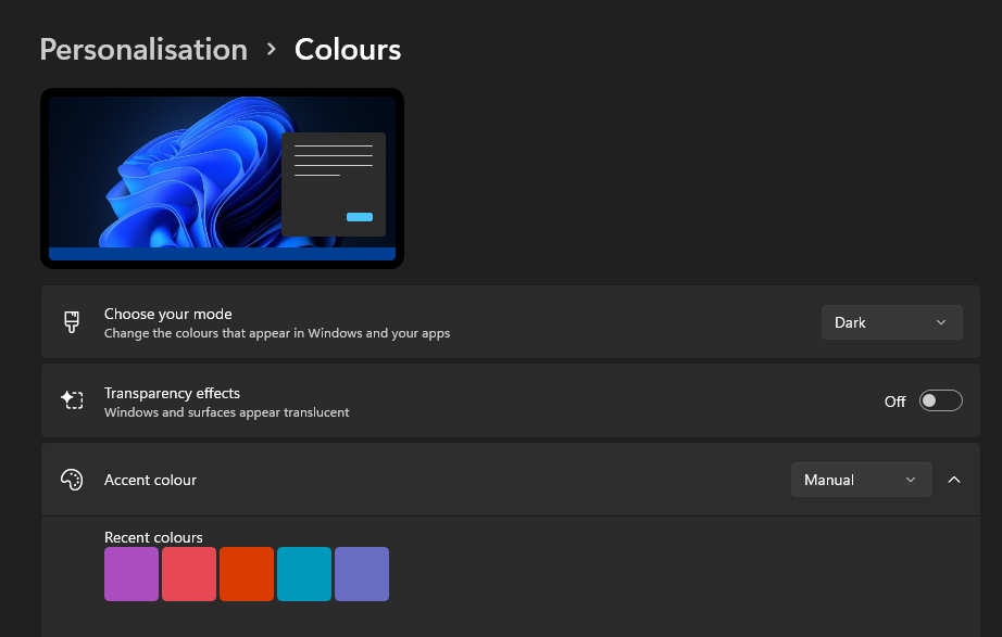 change taskbar color windows 11 options
