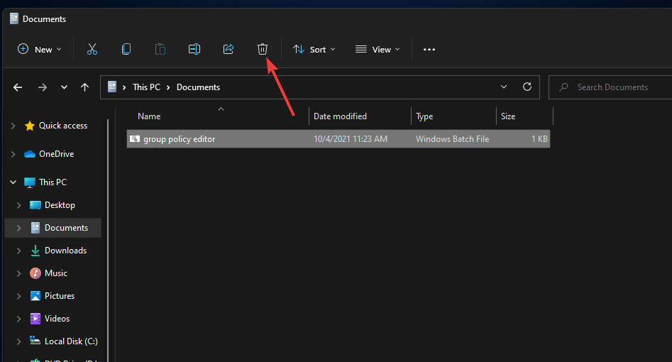 The Delete button windows 11 search indexing was turned off