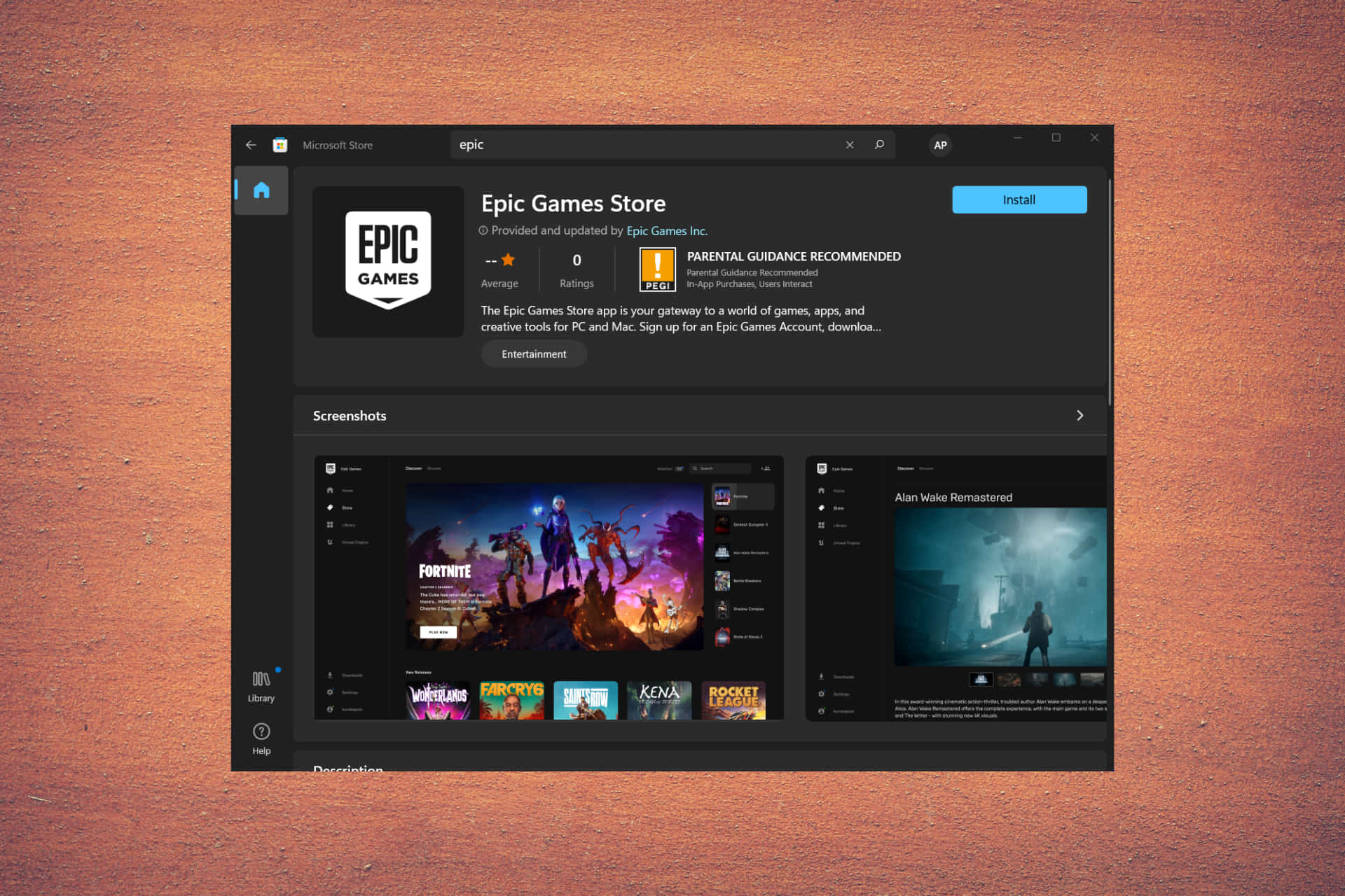 Epic games MS Store