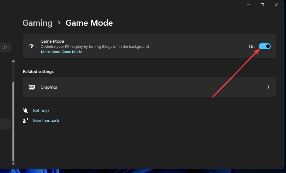 The Game Mode option windows 11 screen dimming
