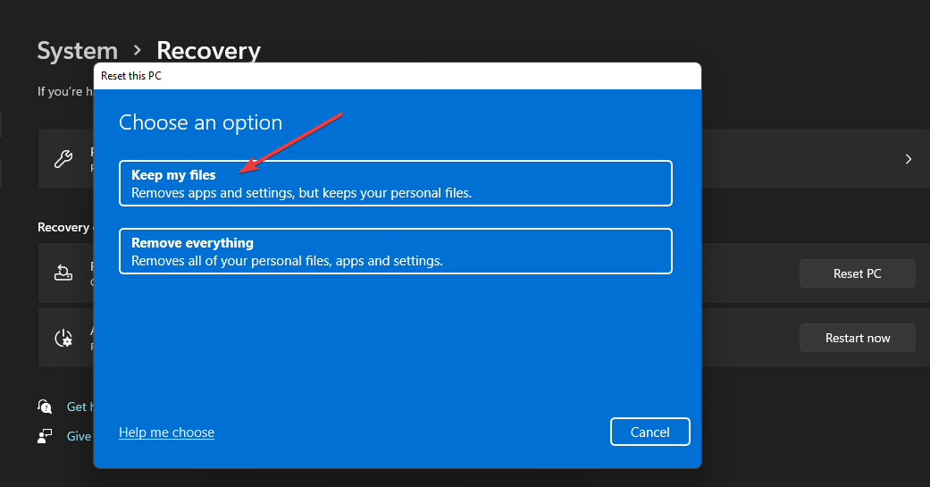 Keep my files option windows 11 search indexing was turned off