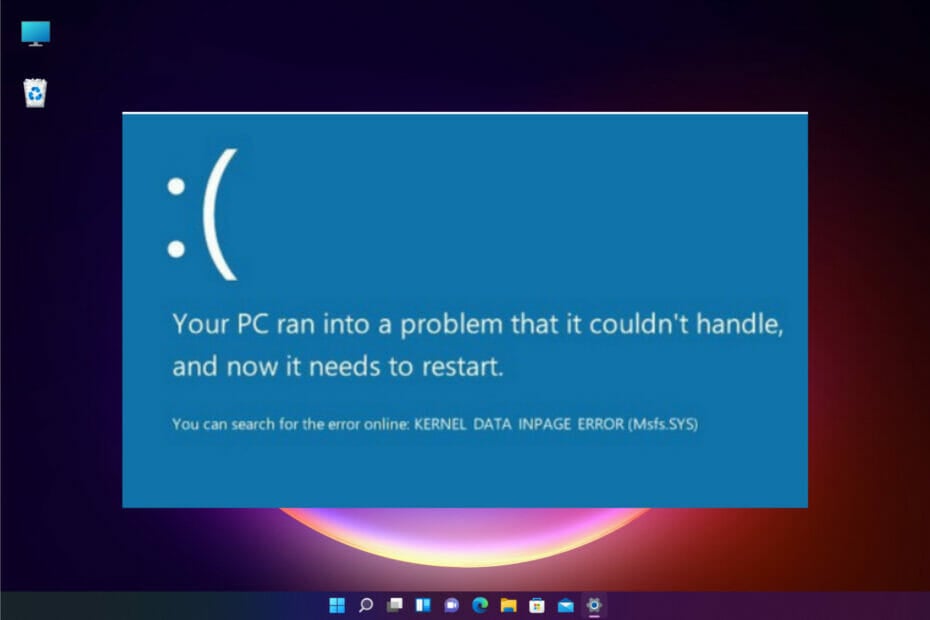 Kernel Data Inpage Error on Windows 11: How to Fix it