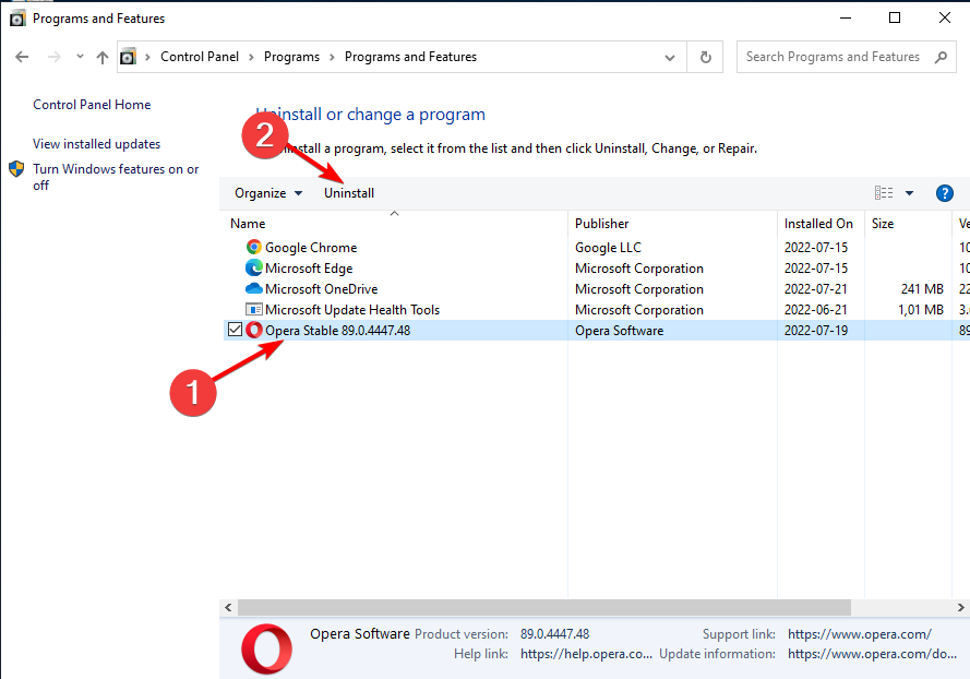 opera-uninstall-w10-control-panel opera not responding