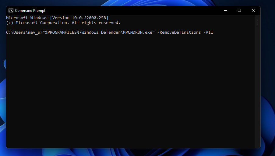 remove definitions command 0x80070643 windows 11