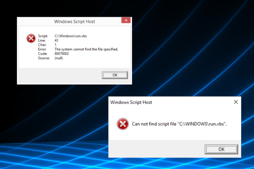 fix run.vbs error in Windows 10