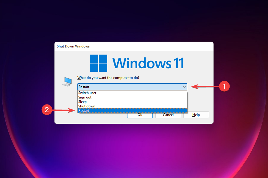Restart Computer to open Windows 11 apps.
