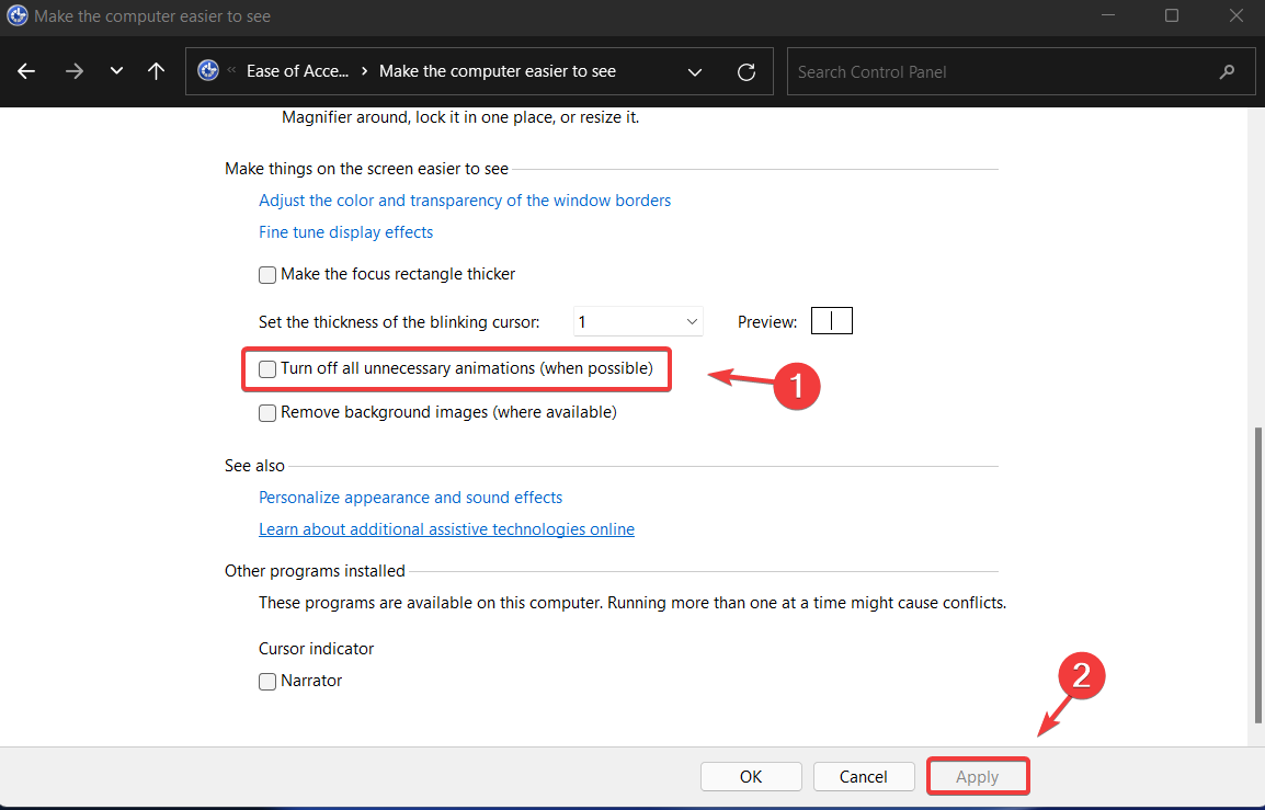 how to turn off animations in windows 11 toggle