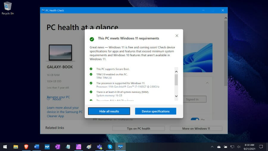 PC Health Check app windows 11 requirements vs windows 10