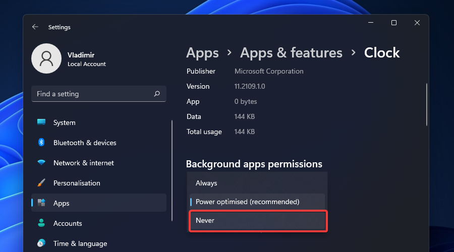 disable background apps to fix high cpu usage on windows 11