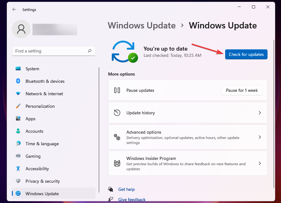 Check for updates to fix sign-in options not working in Windows 11