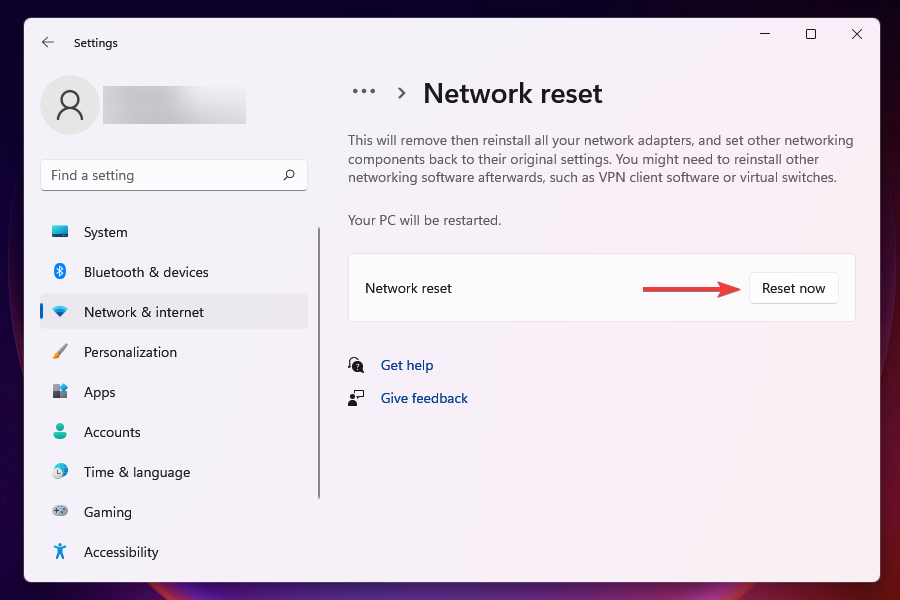 Reset Ethernet adapter in Windows 11