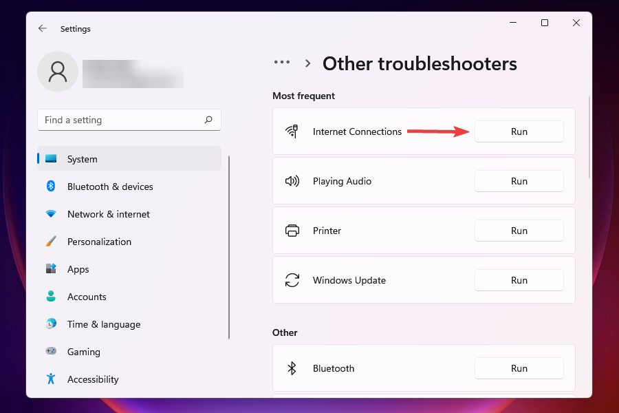 Run internet connections troubleshooter to fix slow internet speed problem