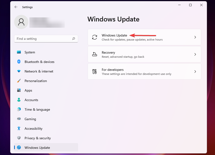 Klikněte na aktualizaci systému Windows