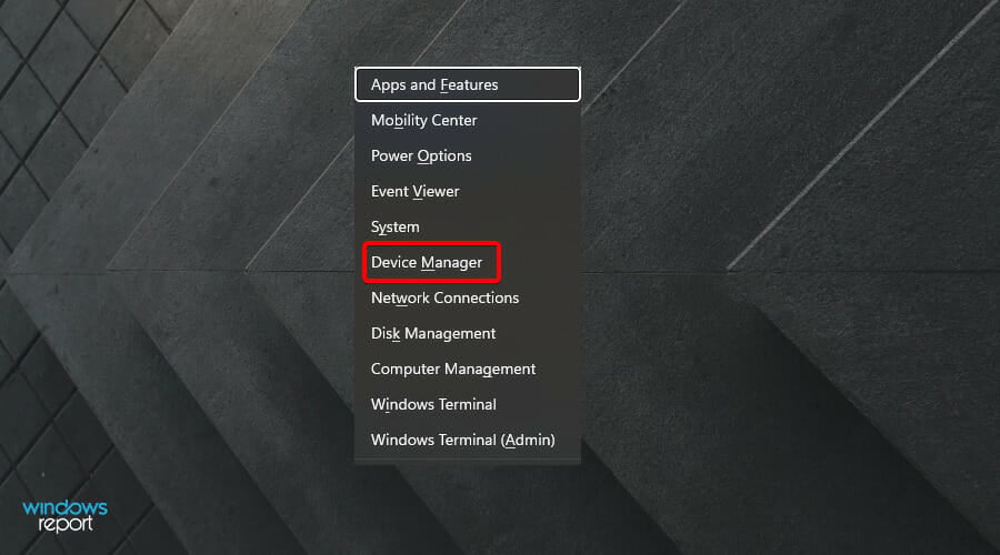 device manager power menu