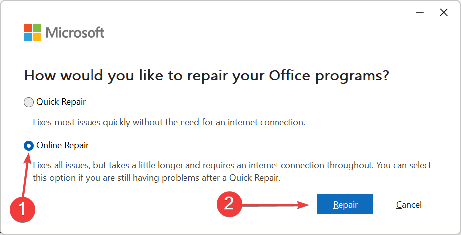 online repair to fix office keeps asking me to sign in