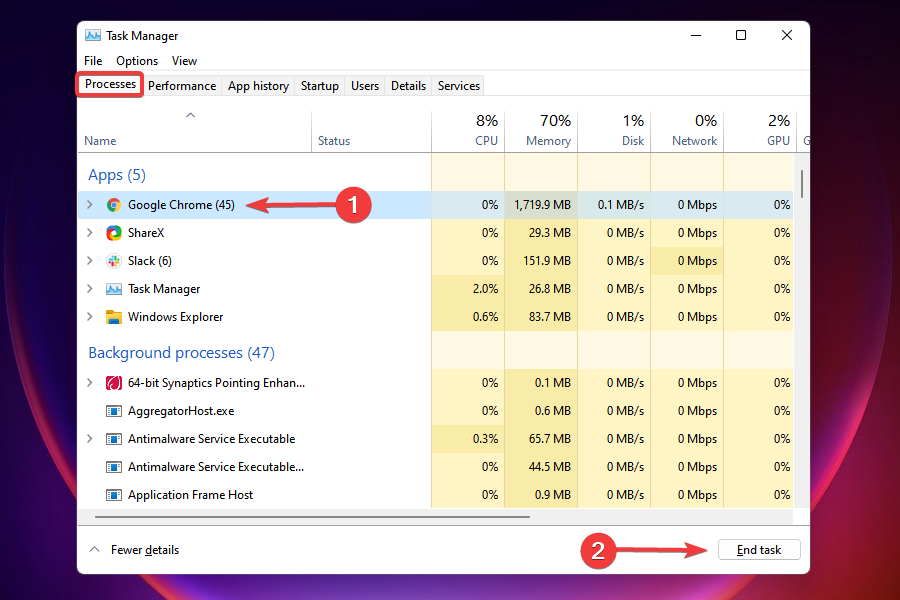 Terminate programs to fix overheating issue in Windows 11