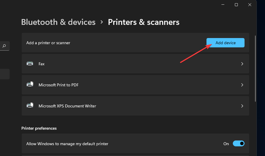 add a device printers and scanners
