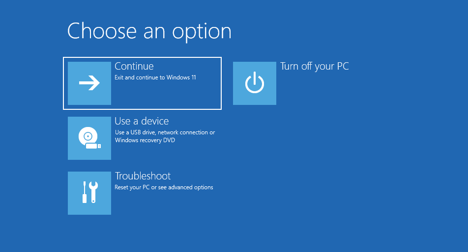 Advanced Recovery Options inaccessible_boot_device windows 11