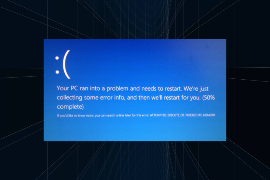 Fix attempted execute of noexecute memory BSoD error