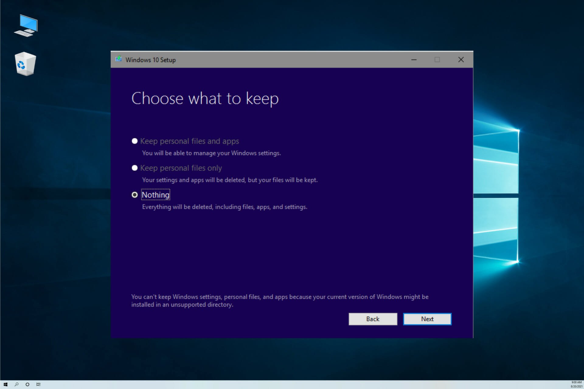 install vm for windows 10 upgrade