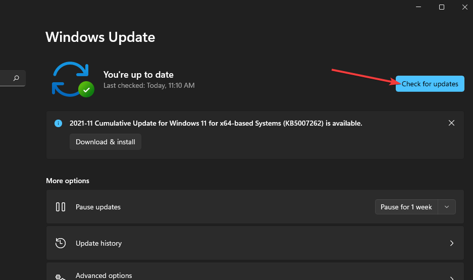 The Check for updates option windows 11 vpn not working