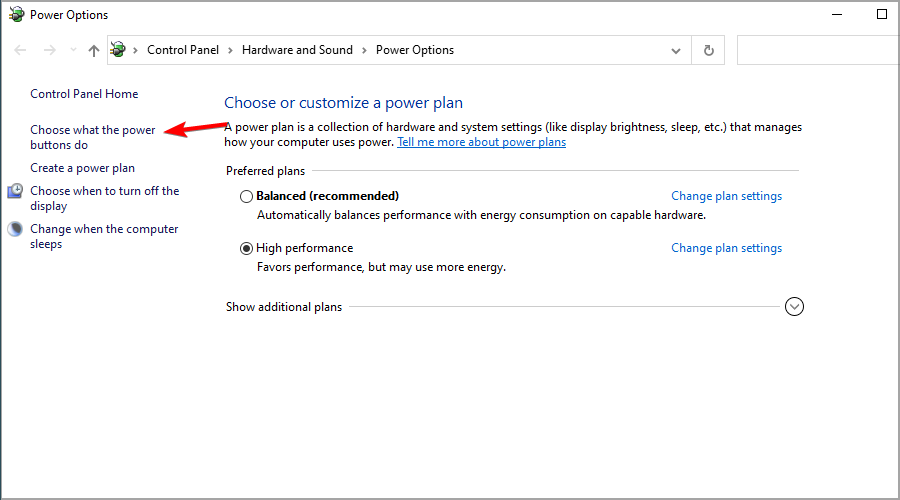 choose what the power buttons do windows 10
