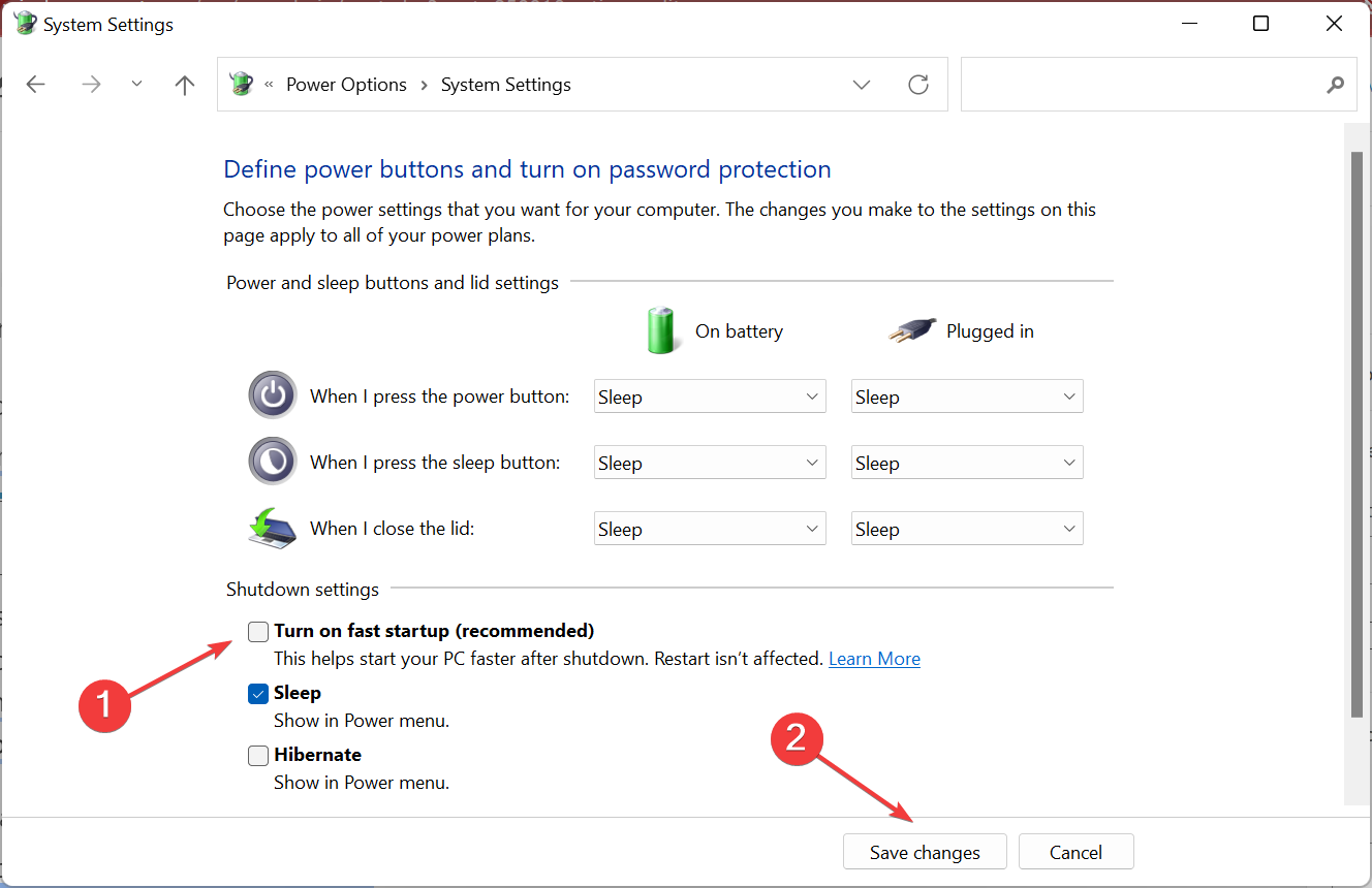 disable fast startup to fix windows 10 black screen with cursor