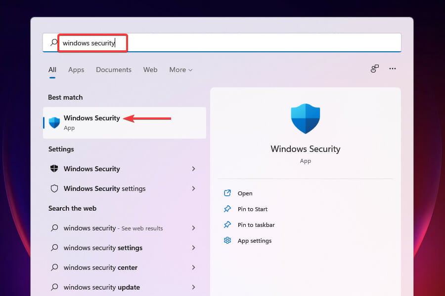 launch Windows Security