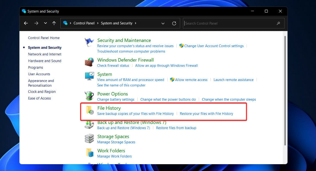 file-history recover deleted files windows 11