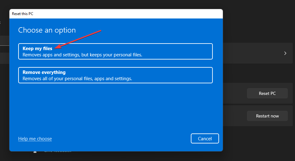 Keep my files option ntfs file system error windows 11