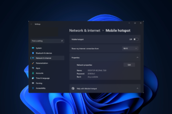 can't setup mobile hotspot windows 11