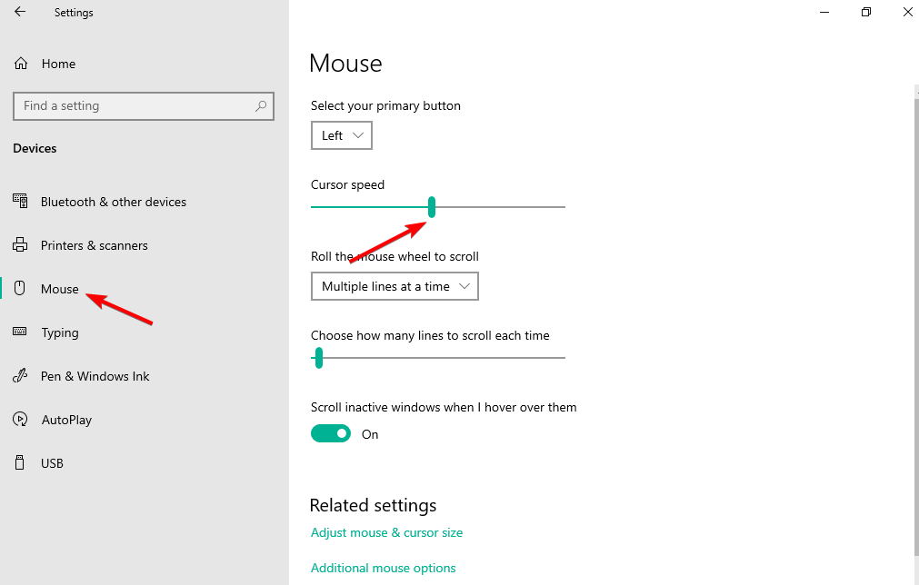 mouse-speed mouse jumping around windows 10