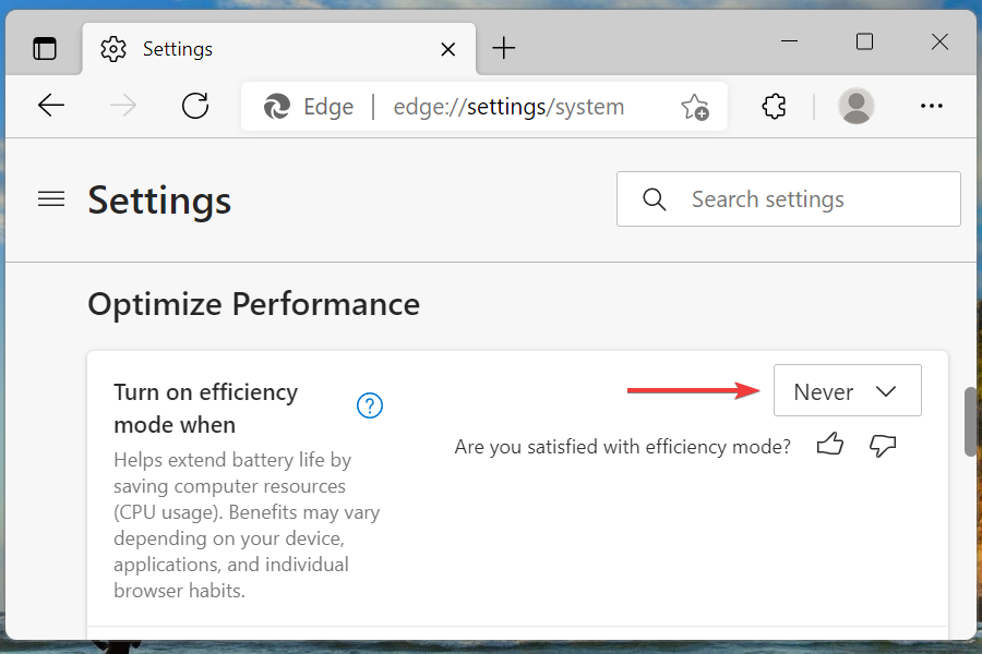 Enable efficiency mode in Microsoft Egde in Windows 11