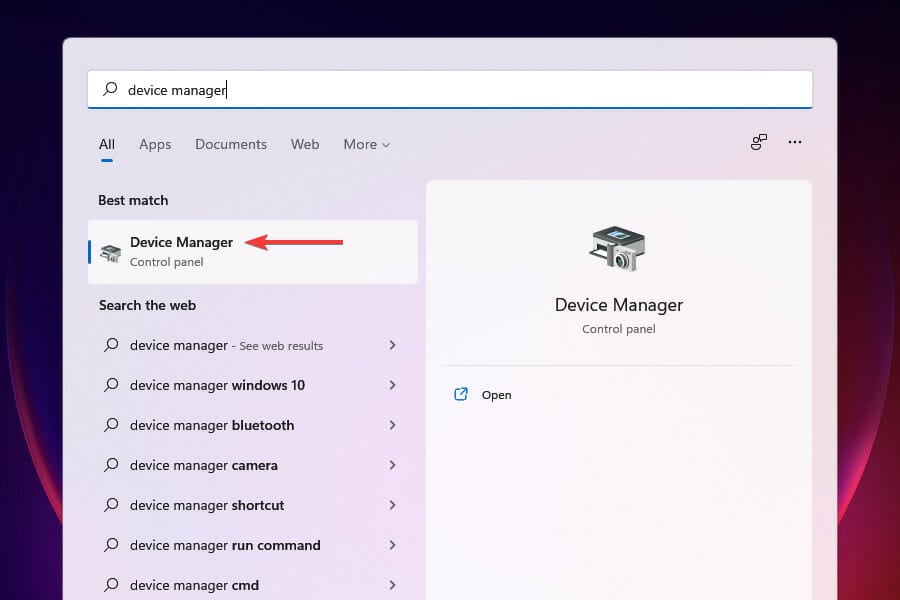 Launch Device Manager to fix random restart in Windows 11