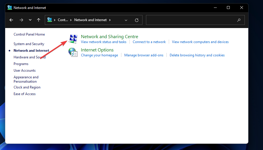 The Network and Sharing Centre option wireless printer windows 11