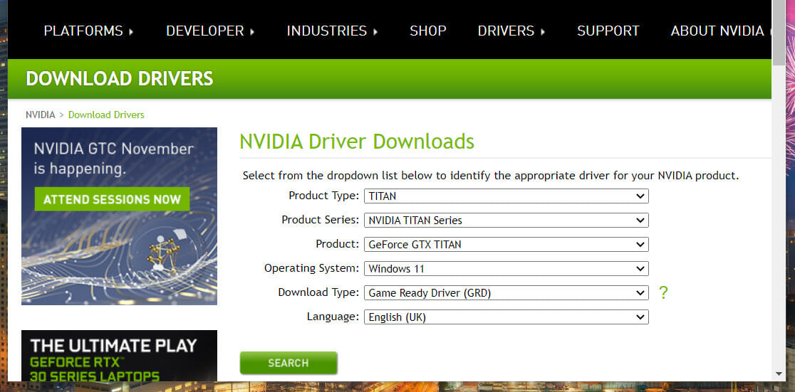 NVIDIA driver download menus forza horizon 5 windows 11 crashing