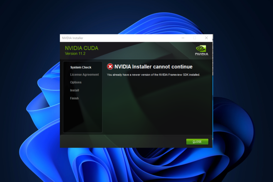 can't install nvidia driver windows 11