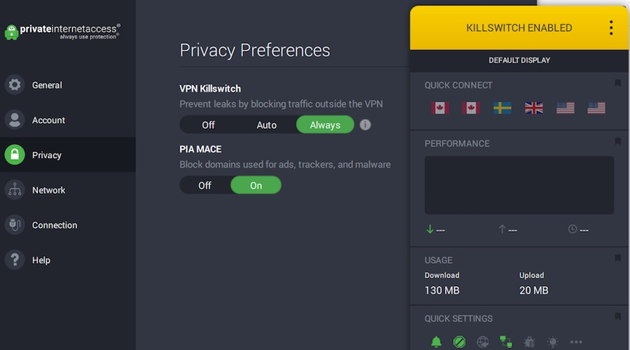pia privacy preferences