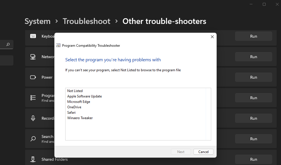 Program Compatibility Troubleshooter windows 11 chrome not working