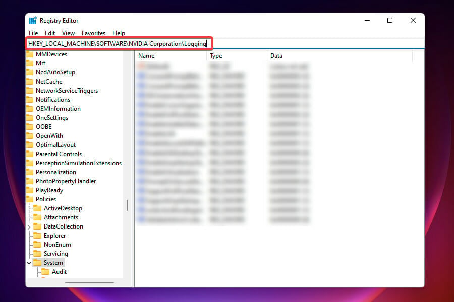 Delete registry keys to install Nvidia driver in Windows 11