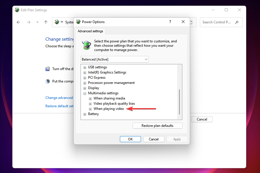 Change when playing video settings to fix overheating in Windows 11