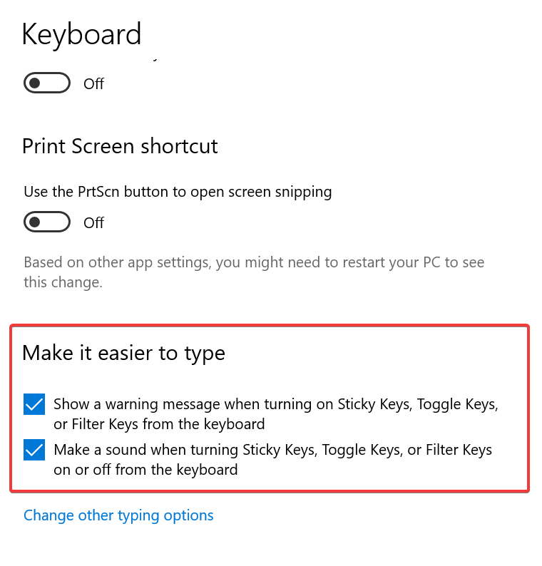 how to turn off sticky keys windows 10 settings