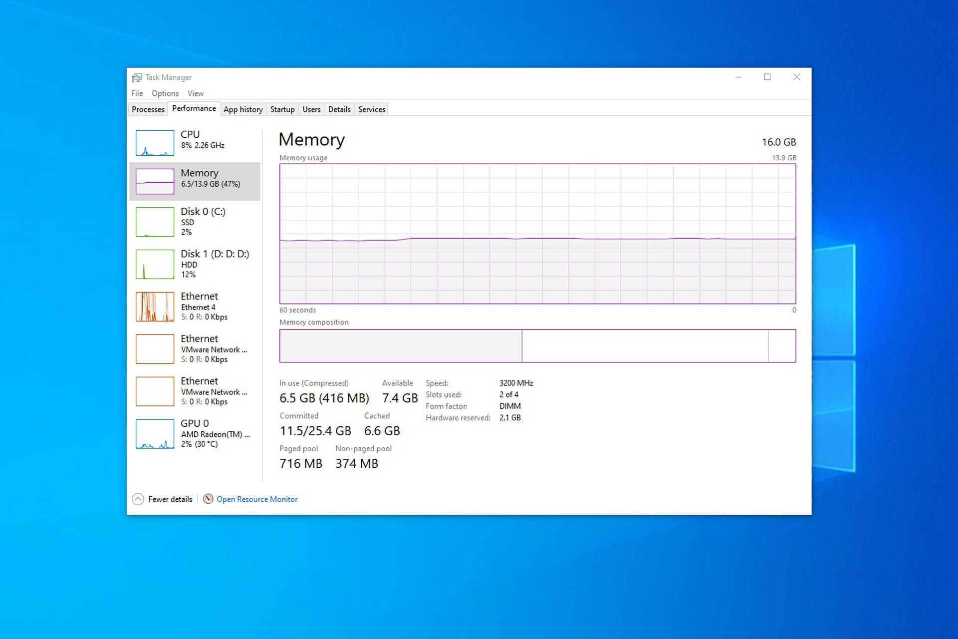 windows 10 not using all ram