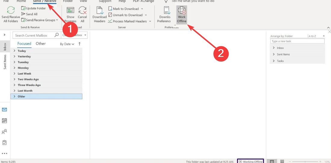 offline outlook emails stuck in outbox