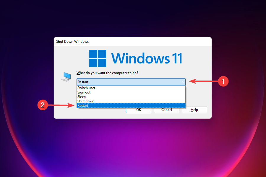 Restart Windows 11 to fix Wi-Fi issues