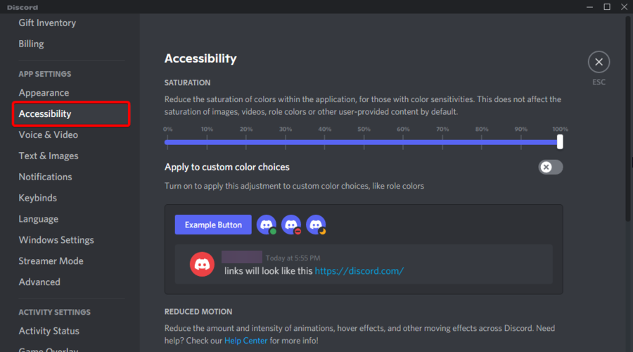 discord accessibility settings