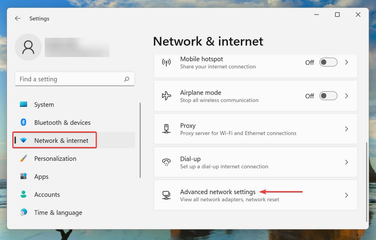 Advanced network settings to fix Windows 11 can't connect to this network error