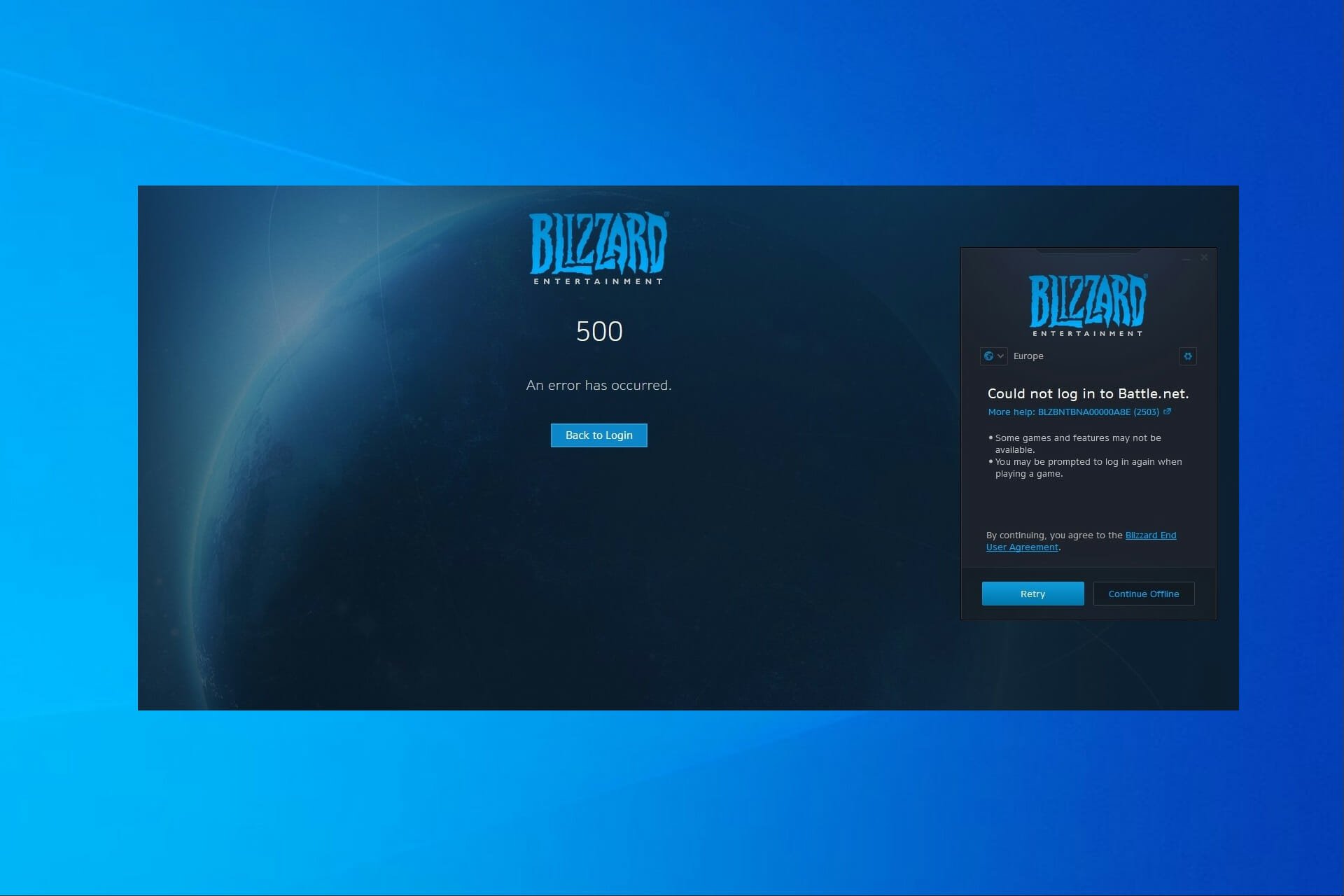 Battlenet Login Button Missing, Blizzard Agent went to sleep  BLZBNTBNA00000A8D