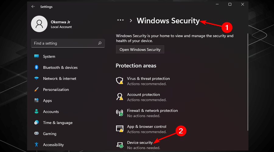 click on Windows security